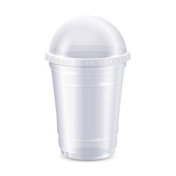 Empty Clear Disposable Plastic Cup With Lid