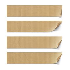 Old paper banners with different bent corners and shadows