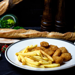 crispy chicken nuggets with fries