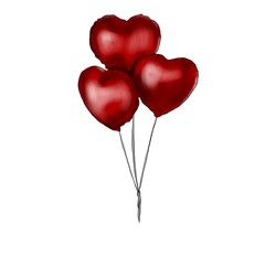 Fototapeta na wymiar Red balloons in the shape of a heart.