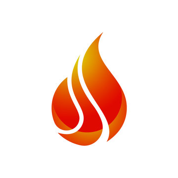 Flame Logo Design. Fire Icon, Oil And Gas Industry Symbol Isolated On White Background