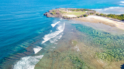 Fototapeta na wymiar A beautiful aerial view of Nusa Dua beach in Bali, Indonesia
