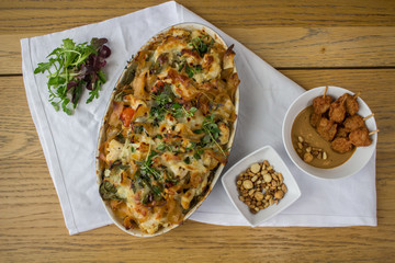 Very healthy high protein tasty pasta dish homemade delicious closeup food photo natural organic ingredients great lifestyle for any age perfectly created for balanced diet Cheese vegetables Salad