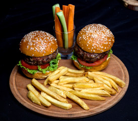 mini burgers french fries and carrot appetizer