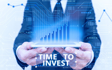 Text sign showing Time To Invest. Business photo showcasing Creation of capital capable of...