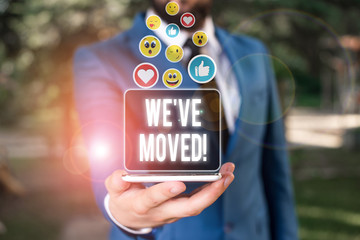 Handwriting text writing We Ve Moved. Conceptual photo having strong feelings sadness or sympathy has said or done