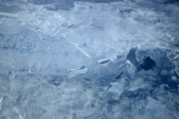 ice surface with winter patterns blue-white, new year