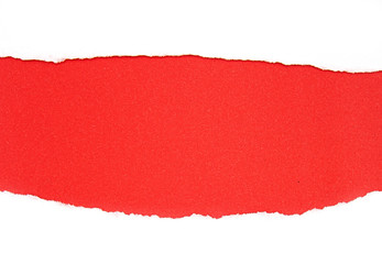 Pieces of red torn Paper, ripped  Paper as Background isolated on white 