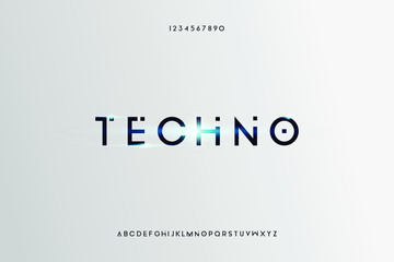 techno Abstract technology futuristic alphabet font. digital space typography vector illustration design