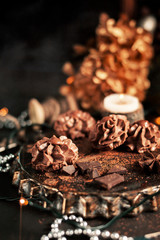 christmas cookies with chocolate and nuts