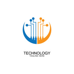 circuit technology logo vector template-vector