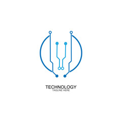 circuit technology logo vector template-vector