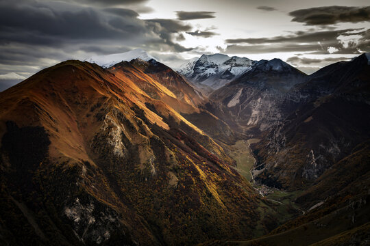 view of the mountains Sibilla on susnet evening 