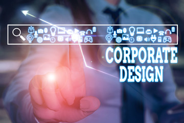 Text sign showing Corporate Design. Business photo text official graphical design of the logo and name of a company