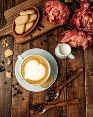 cup of hot cappuccino with shortbread cookies