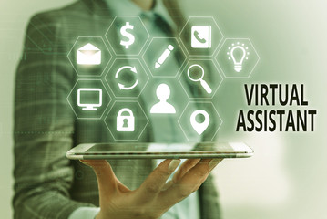 Handwriting text Virtual Assistant. Conceptual photo demonstrating who provides various services to...