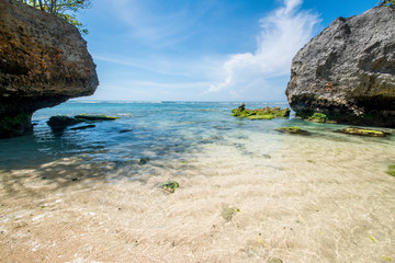 A beautiful view of Padang Padang beach in Bali, Indonesia