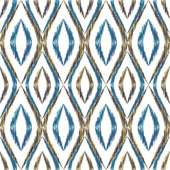 Ikat ogee seamless vector pattern illustration.