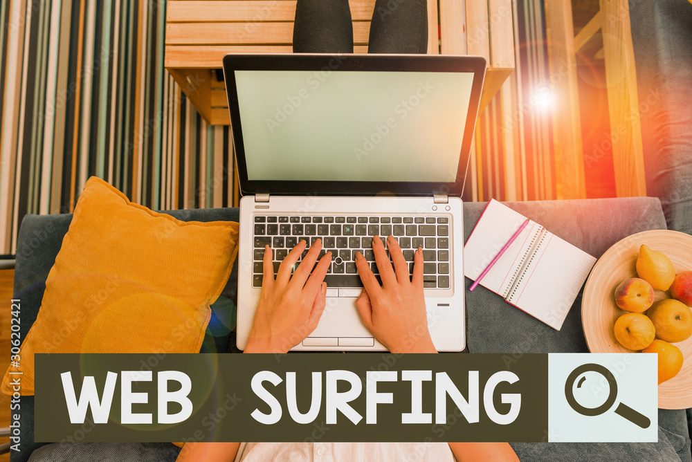 Poster text sign showing web surfing. business photo showcasing jumping or browsing from page to page on th