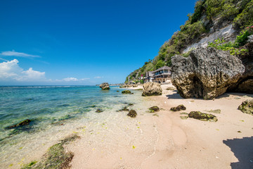 A beautiful view of Padang Padang beach in Bali, Indonesia