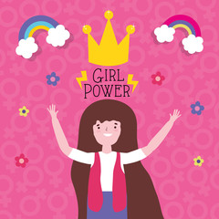 Girl cartoon of power and strong concept vector design