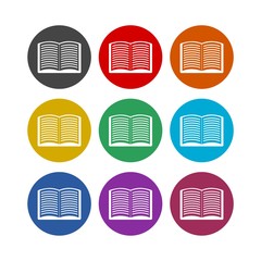Open book color icon set isolated on white background