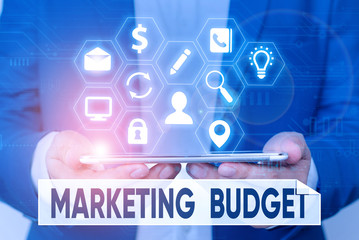 Word writing text Marketing Budget. Business photo showcasing estimated amount of cost required to promote products