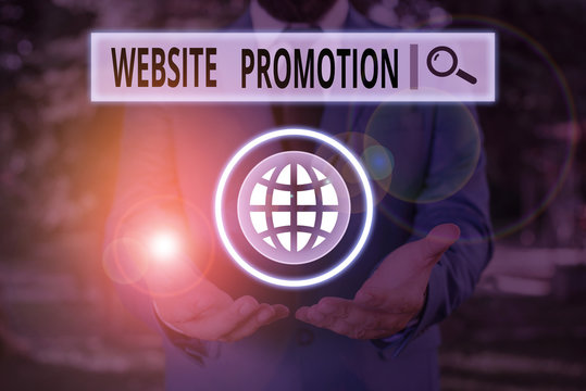 Word writing text Website Promotion. Business photo showcasing increase exposure of a website to bring more visitors