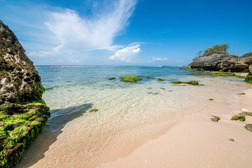 A beautiful view of Padang Padang beach in Bali, Indonesia