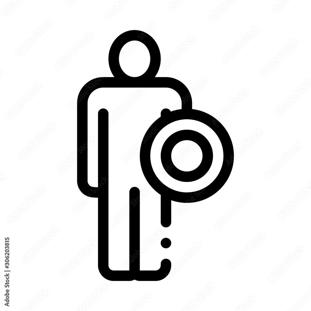 Canvas Prints Strong Man With Shield Icon Vector. Outline Strong Man With Shield Sign. Isolated Contour Symbol Illustration