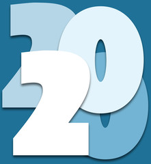 2020 bright numbers on a blue background