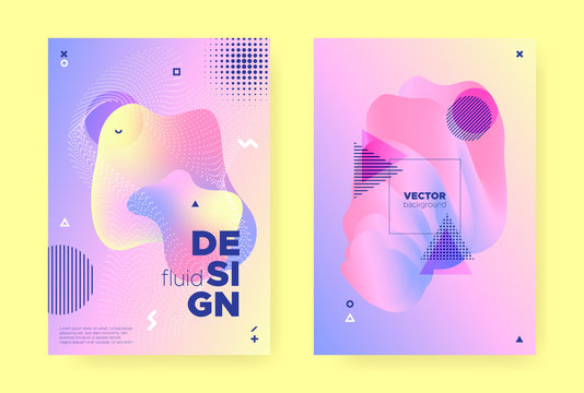 Pastel Fluid Poster. Rainbow Hologram Background. 