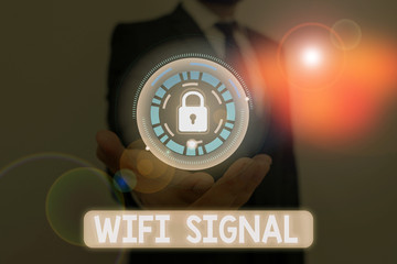 Word writing text Wifi Signal. Business photo showcasing provide wireless highspeed Internet and network connections