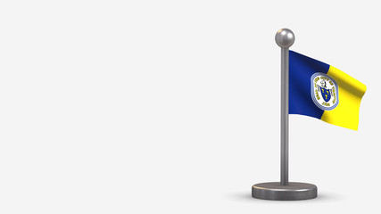 Trenton New Jersey 3D waving flag illustration on tiny flagpole.