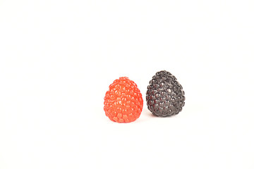 on white background clan berry fruit such as strawberry, cherry, raspberry, and blueberry are...