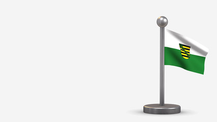 Fototapeta premium Saxony-Anhalt 3D waving flag illustration on tiny flagpole.