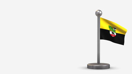 Saxony 3D waving flag illustration on tiny flagpole.