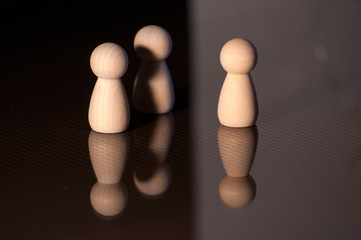 Wooden pawns Concept of social isolation, bullying. female discrimination, stalking and violence...