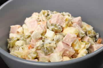 Russian traditions. New Year's salad Olivier.