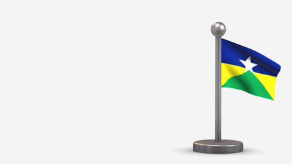 Rondonia 3D waving flag illustration on tiny flagpole.