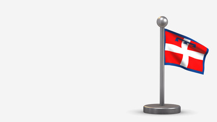 Fototapeta premium Piedmont 3D waving flag illustration on tiny flagpole.