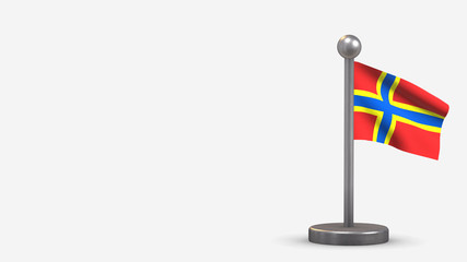 Orkney 3D waving flag illustration on tiny flagpole.