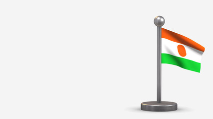 Nigeria 3D waving flag illustration on tiny flagpole.