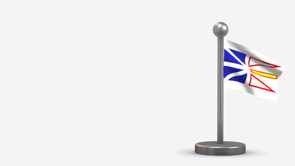 Fototapeta premium Newfoundland And Labrador 3D waving flag illustration on tiny flagpole.