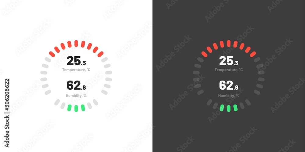 Poster control knob used for regulating. dashboard ui and ux kit. control center design. progress bar. temp