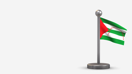 Manabi 3D waving flag illustration on tiny flagpole.