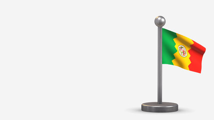 Los Angeles California 3D waving flag illustration on tiny flagpole.