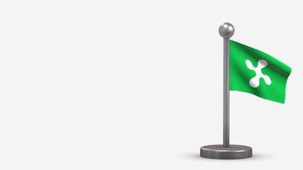 Lombardy 3D waving flag illustration on tiny flagpole.