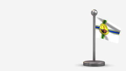 Little Rock 3D waving flag illustration on tiny flagpole.