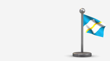 Franco-Terreneuviens 3D waving flag illustration on tiny flagpole.